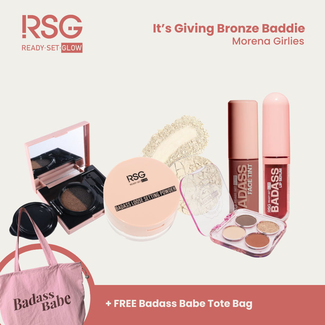 RSG Ready Set Glow Its Giving Main Character Bundle | Make-up Essentials that includes a Puff Tote