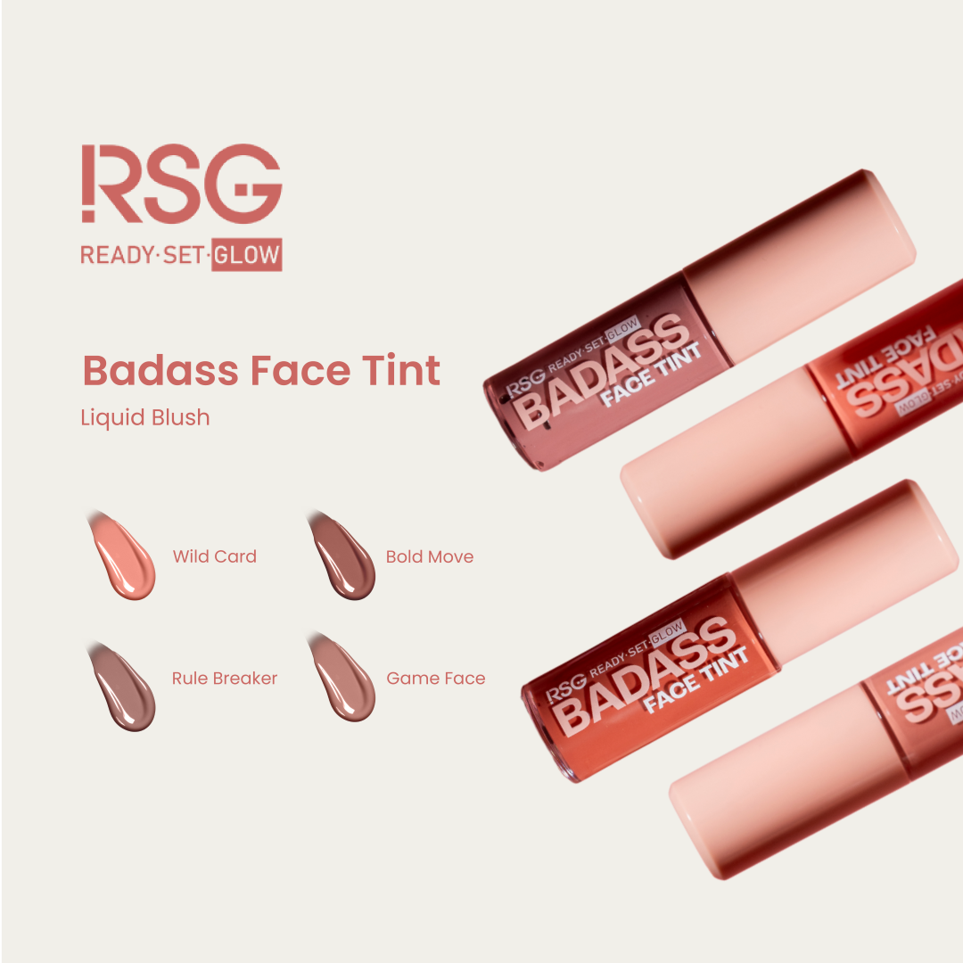 RSG READY SET GLOW MSBB DUO l BADASS FACE TINT & CONCEALER WITH BEAUTY BLENDER AND HOLIDAY GIFT PAPER BAG