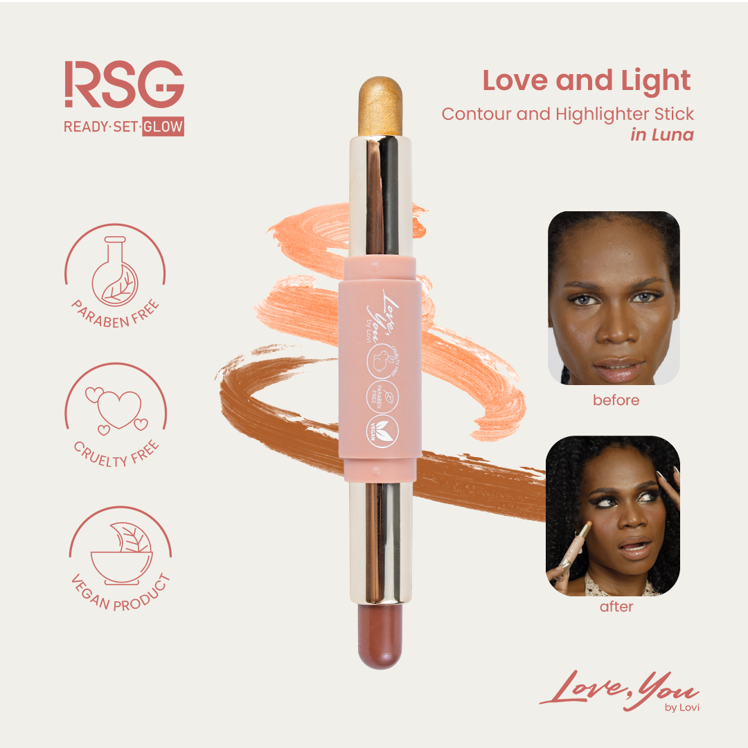 RSG Ready Set Glow Sculpt and Glow Set l Contour Stick l Blush Duo l Lovi Fur Pouch