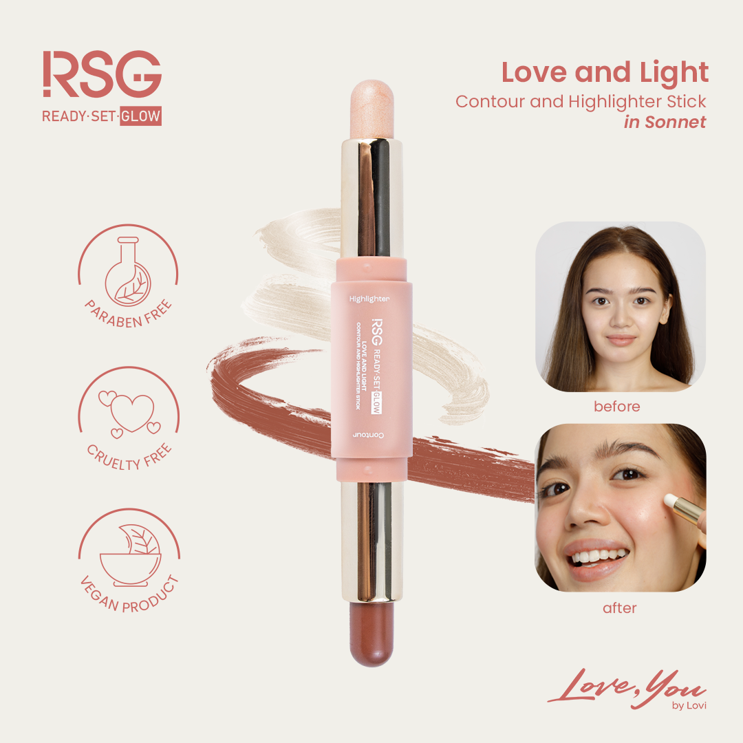 RSG Ready Set Glow Sculpt and Glow Set l Contour Stick l Blush Duo l Lovi Fur Pouch
