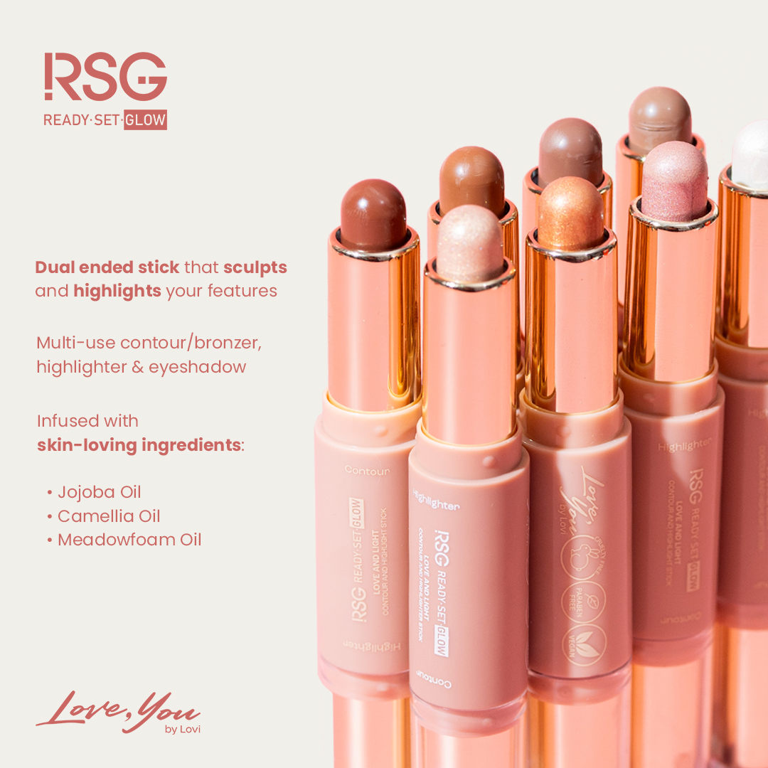 RSG Ready Set Glow Sculpt and Glow Set l Contour Stick l Blush Duo l Lovi Fur Pouch
