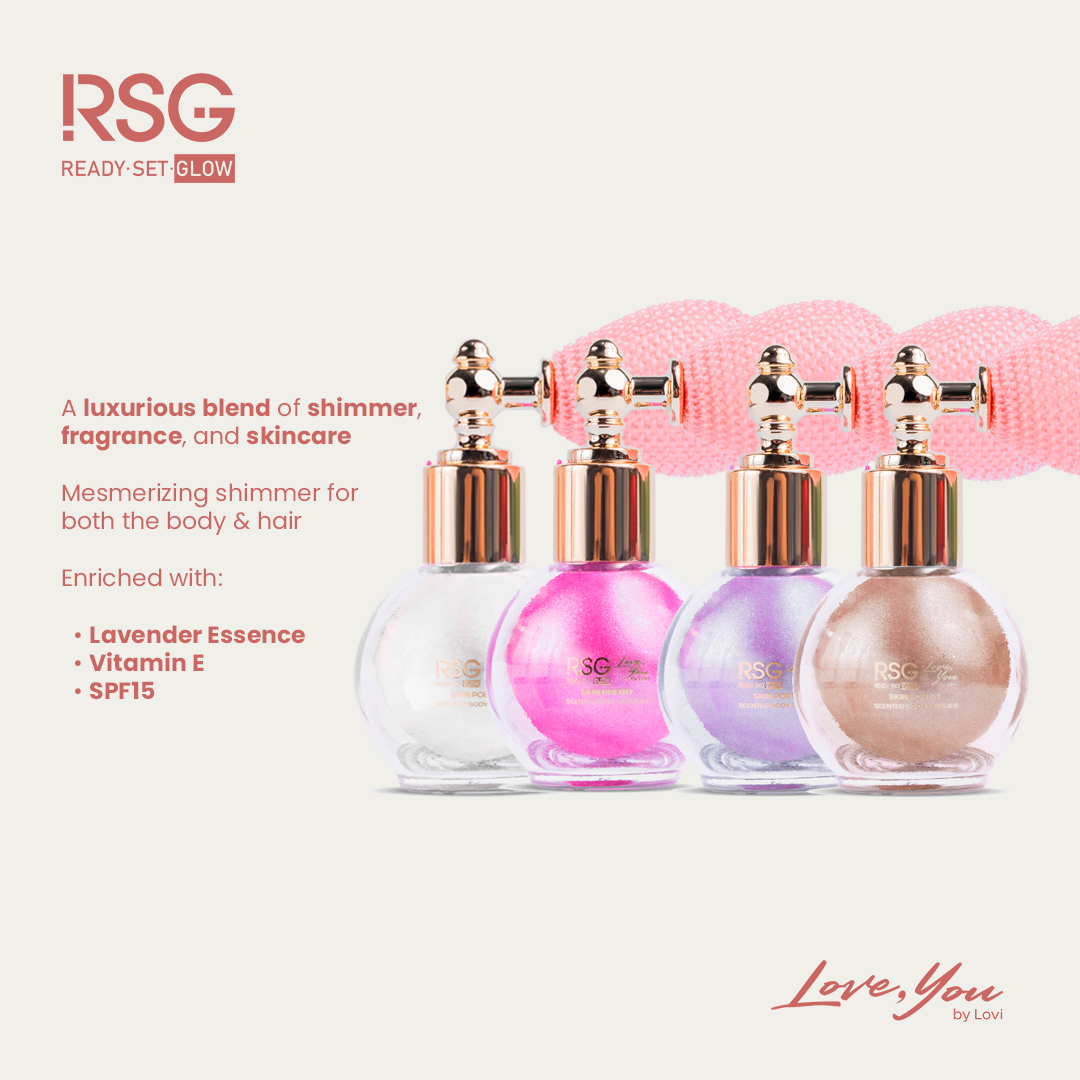 RSG Ready Set Glow Glow Getter Duo l Face and Body Mist & Skin Poetry Body Shimmer w/ RSG Holiday Gift Paper Bag